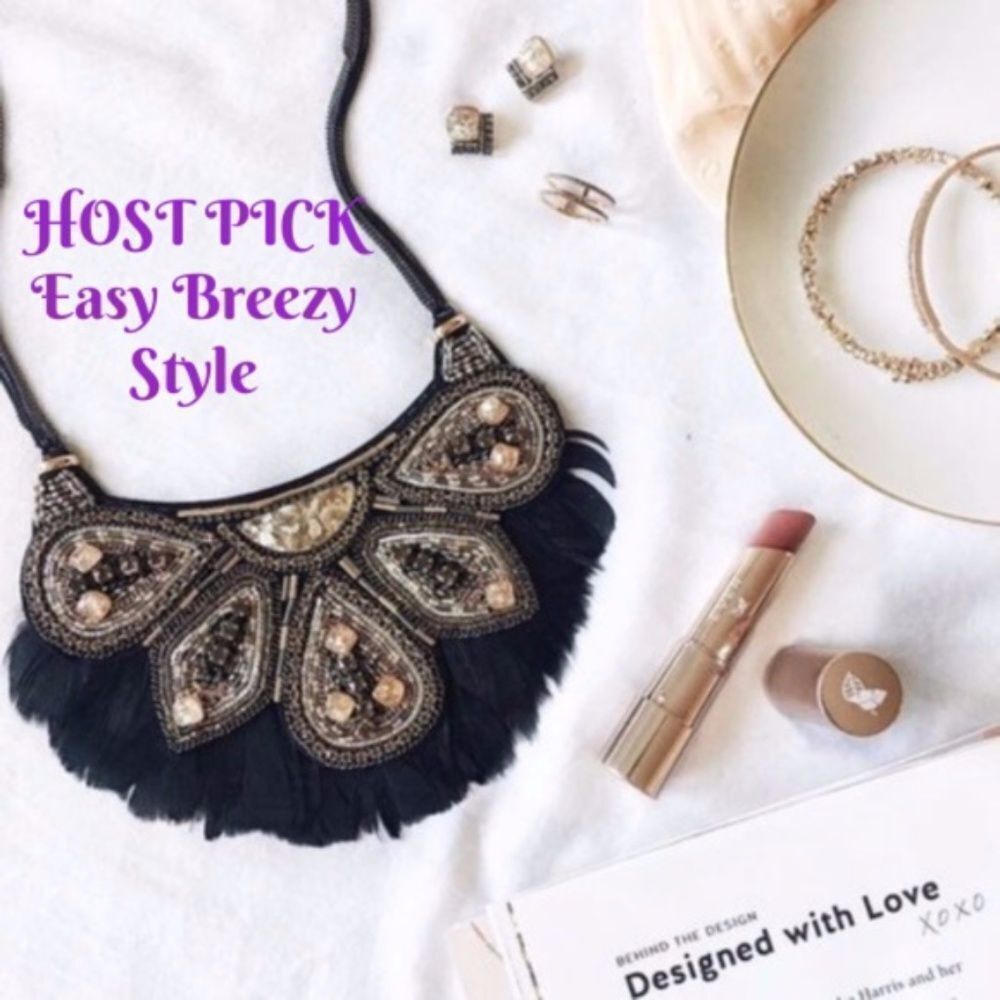 stella & dot ~ constantine feather statement necklace - Picture 5 of 12